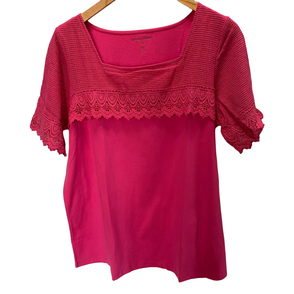 Jessica London Pink T-shirt Short Sleeve Women’s 12
